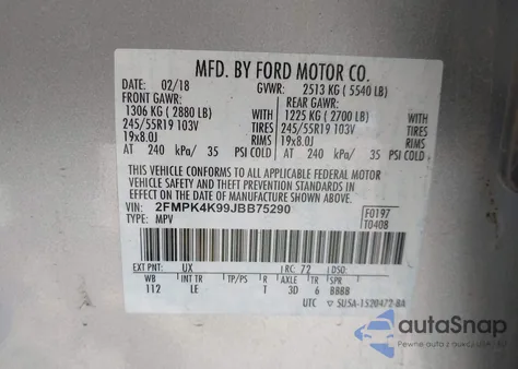 2018 Ford Edge Titanium from USA, damaged, VIN 2FMPK4K99JBB75290